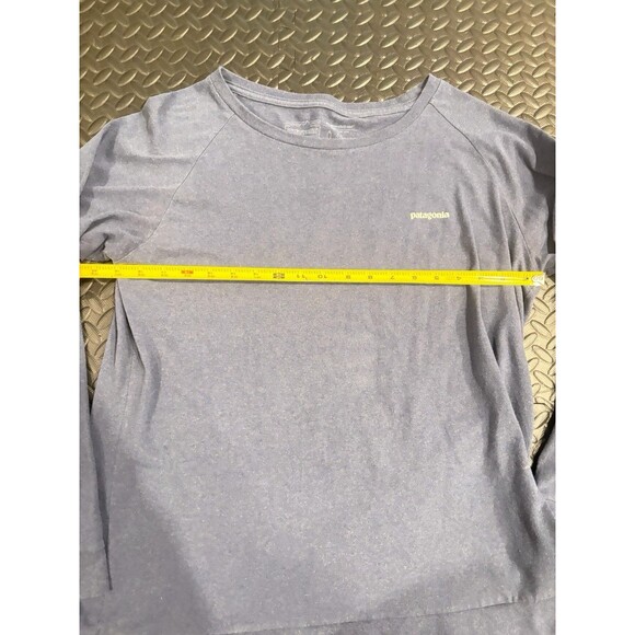 Women’s Patagonia Long Sleeve Heather Blue Shirt Size Large base layer cotton - Picture 5 of 7